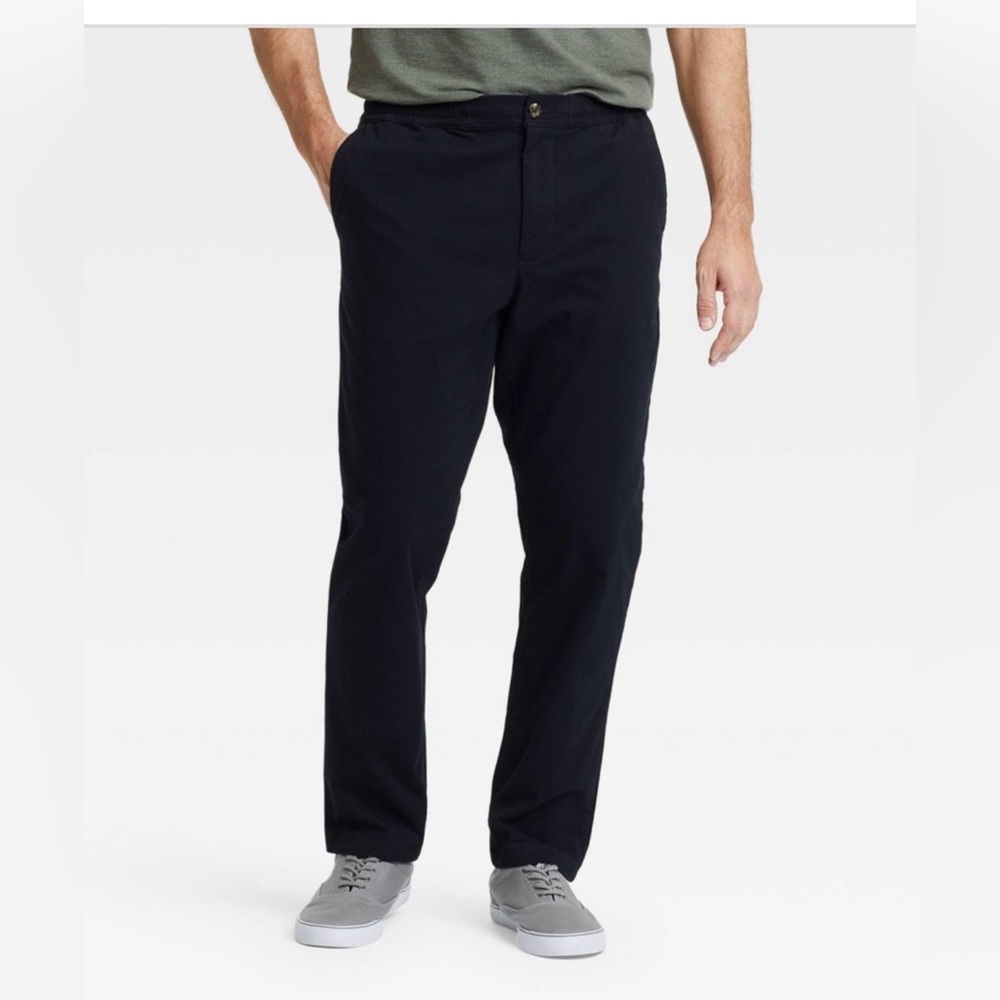 Men's Slim Fit Everyday E-Waist Pants - Goodfellow & Co Black Sz Large